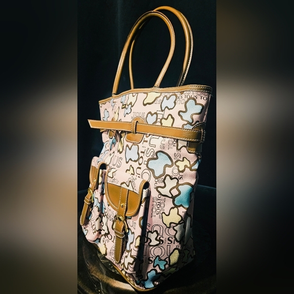 Tous Handbag Bag Tote Kaos Leather Multicolor Multi Bear Patchwork Logo LTD ED - Picture 8 of 15